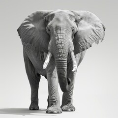 Obraz premium Black and white illustration with an animal - elephant. 8K resolution.