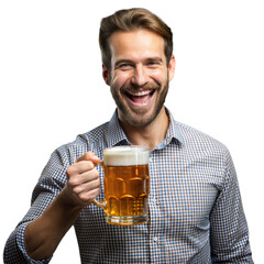 Cheerful guy enjoying a cold beer