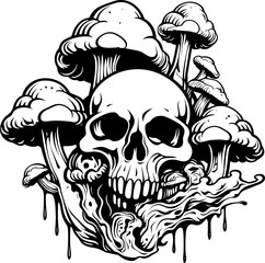 Mushroom Skull SVG, Shroom Skull SVG, Dripping Skull SVG, Skull svg, Skeleton svg, Dripping Mushroom svg, Mushroom Sticker, Mushroom svg