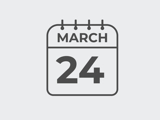 March 24 calendar reminder. 24 March daily calendar icon template. Calendar 24 March icon Design template. Vector illustration
