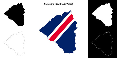 Fototapeta premium Narromine (New South Wales) outline map set