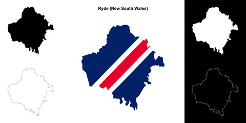 Fototapeta premium Ryde (New South Wales) outline map set