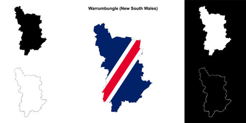 Fototapeta premium Warrumbungle (New South Wales) outline map set