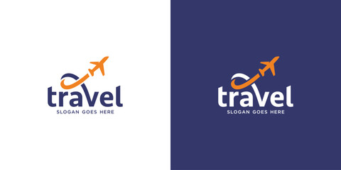 Travel Word Mark Letter V Logotype Lettering Typography for Airplane Flight Airline Aircraft Aviation Logo Design Inspiration.