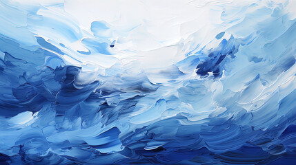 Beautiful Art of White and Blue Brush Stroke Artistic Curvy Acrylic Paint on Background