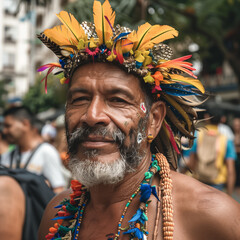 Man dressed for his traditional native festival