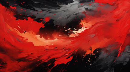 Seamless Red and Black Liquid Oil Paint Splatter White Background