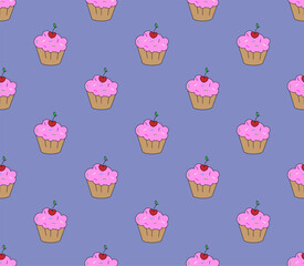 cute simple cakes seamless pattern