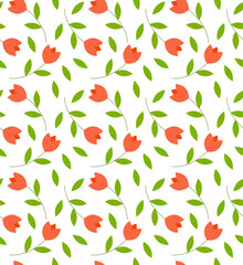 simple red tulips seamless vector