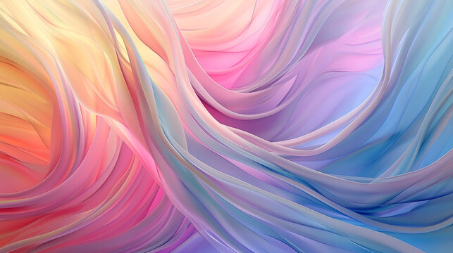 diseño artístico fondo con lineas telas de seda en movimiento delicadeza y colores tenues y tonos pastel fondo colorido y romantico efecto con textura