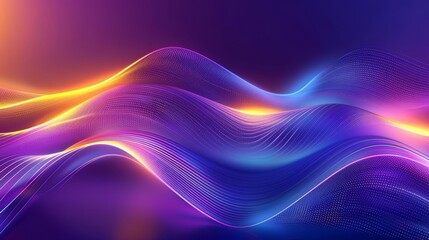 Fototapeta premium Create a seamless looping animation of glowing blue and purple waves with subtle yellow and pink accents. The waves should appear to be flowing in a mesmerizing pattern.