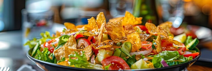 Potato Chips Salad, Chopped Strips Salat, Dry Vegetables Veggie Salat with Thin Sliced Potatoes