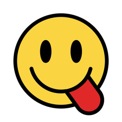 smile face with tongue. yellow smiling icon with tongue