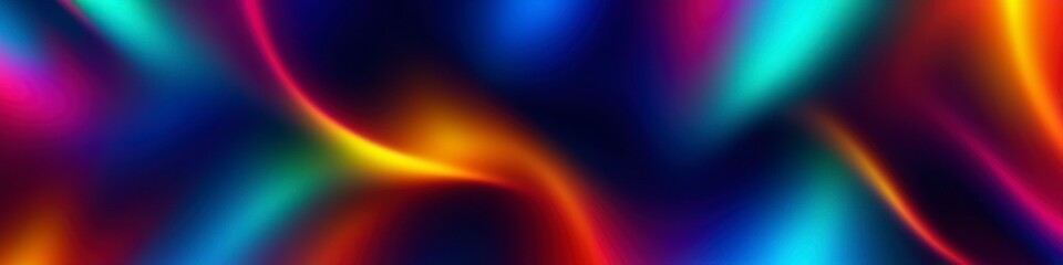 Colorful light trails rippling against a deep black abstract background, ideal for eye-catching presentations and digital art.