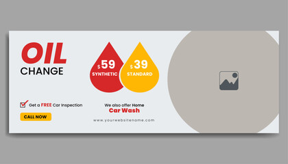 Oil change cover photo or web banner, RGB, Facebook cover size