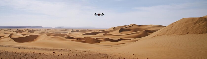 Geographer programming autonomous drones to create dynamic topographical maps of shifting sandscapes on windswept