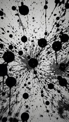 Minimalist Paint Splatter, Black and White Abstract Wallpaper in 4K.