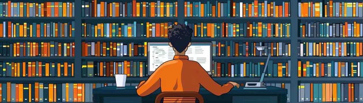 IT technician setting up a new digital library and learning management system to facilitate remote and inclass learning