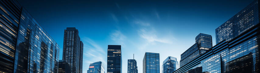 Fototapeta premium Dramatic Skyline of Towering Skyscrapers in a Major City