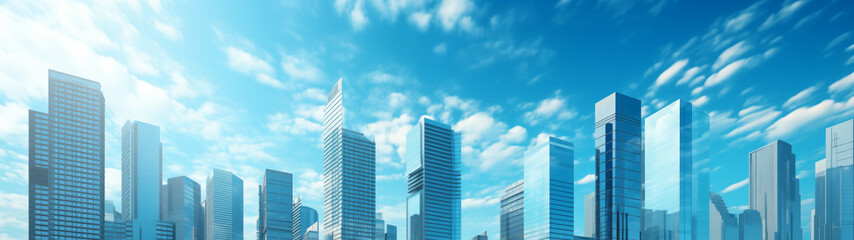 Fototapeta premium Expansive Urban Landscape with Towering Skyscrapers and Dynamic Clouds