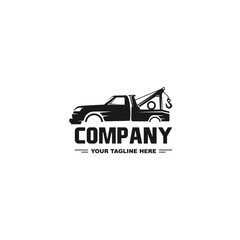 Illustration vector graphic of towing truck service logo design. Suitable for the automotive company, logo, illustration, animation, etc.