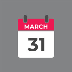 Fototapeta premium March 31 calendar reminder. 31 March daily calendar icon template. Calendar 31 March icon Design template. Vector illustration 