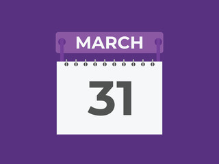 March 31 calendar reminder. 31 March daily calendar icon template. Calendar 31 March icon Design template. Vector illustration
