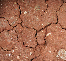 Dry cracked soil land or ground on outdoor environment. Summer season no water environmental...