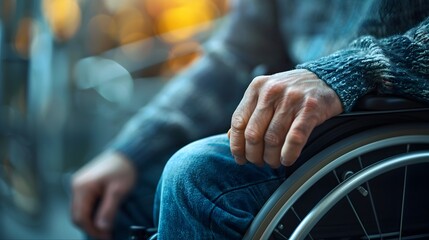 Obraz premium Determined Man in Wheelchair Navigating City Streets with Resilience and Independence