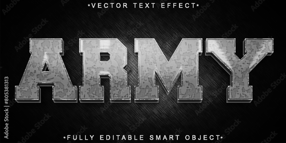 Poster gray camo army vector fully editable smart object text effect