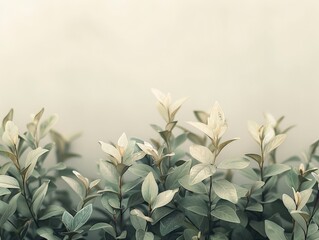 Minimalist background picture of a Chinese bush in light, muted tones.