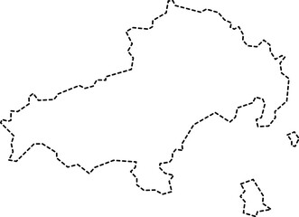 dash line drawing of skiathos island map.