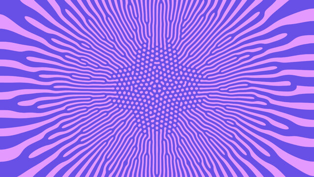 Fantastic Radial Cell Structure Vector Violet Purple Colors Abstract Background. Spreading Of Mysterious Alien Microorganism Psychedelic Drug Trippy Art Illustration. Unusual Liquid Structure Texture