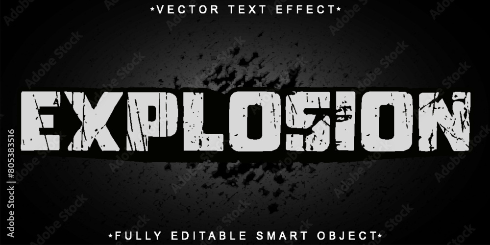 Poster worn explosion vector fully editable smart object text effect