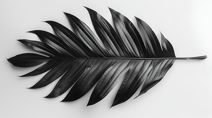  Black Palm Leaf on White Background,
Movement realistic shadow leaves sunshade isolated on white background
