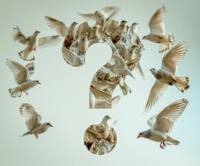 Birds Flying Around a Question Mark