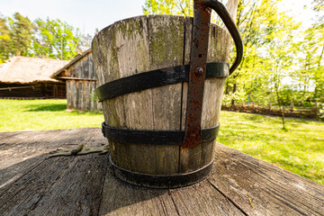 old wooden bucket