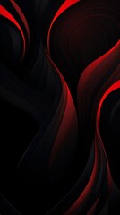 Black background wallpaper for phone with abstract red waves