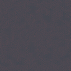 Tangled Curved Lines Psychedelic Complexity Pattern Vector Red Black Abstract Background. Outline Drawings Intricate Ripple Messy Structure Mental Disorder Concept. Psychedelic Art Graphic Abstraction