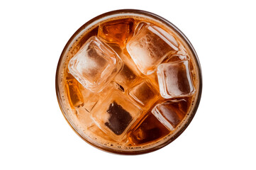 cold iced coffee, top view, isolated