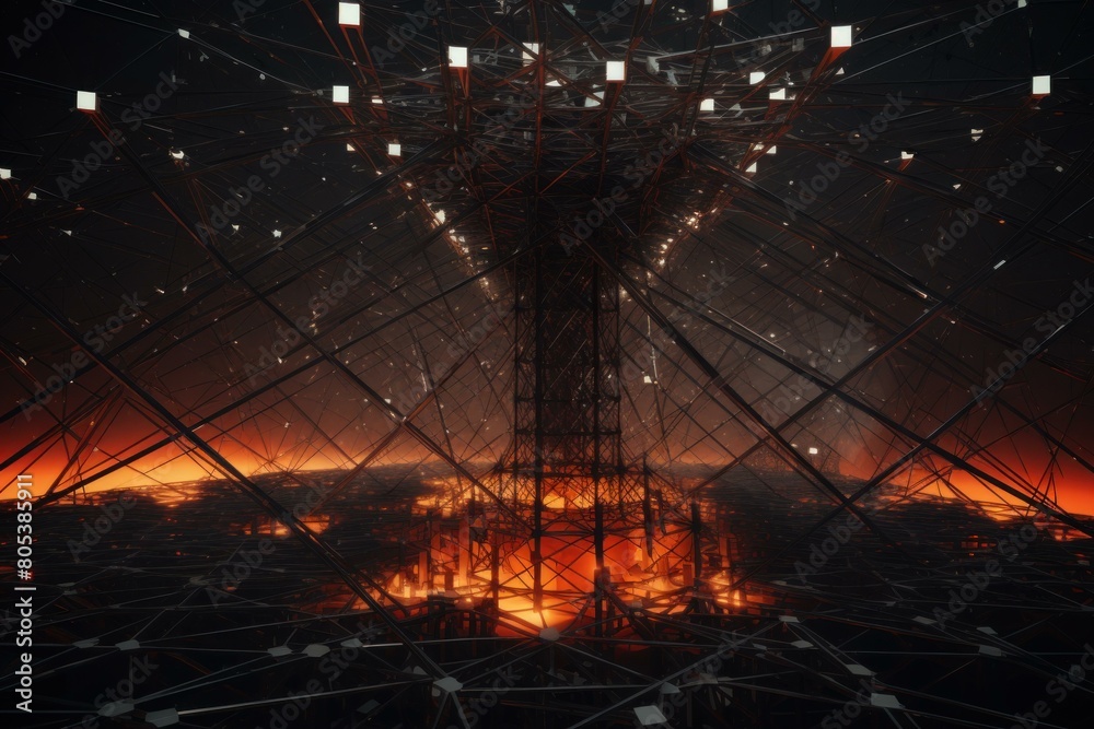 Poster intricate structural connection information data. backdrop science. generate ai