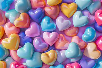 Colorful Heart Shaped Candy Background for Valentine's Day