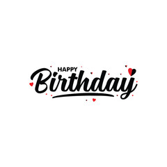 Happy Birthday.Beautiful greeting card scratched calligraphy black text vector template