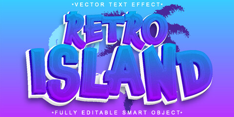 Cartoon Retro Island Vector Fully Editable Smart Object Text Effect