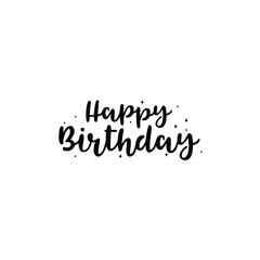 Happy Birthday.Beautiful greeting card scratched calligraphy black text vector template