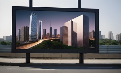 Fototapeta premium Cityscape planning banner, urban design and architecture billboard. Extra wide banner. AI illustration