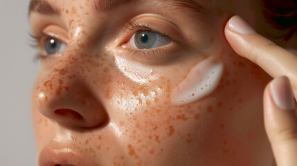 Young Woman Applying Moisturizing Cream on Her Face