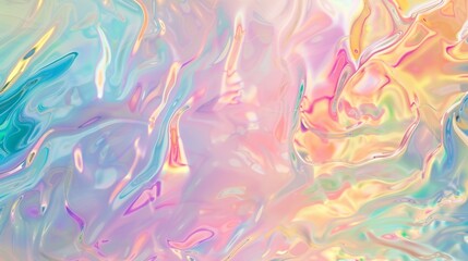Iridescent holographic rainbow pastel colors digital art phone wallpaper with iridescence and opalescence in the style of rainbow fluid design.