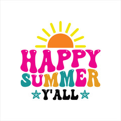 Happy summer y'all -Retro Summer SVG