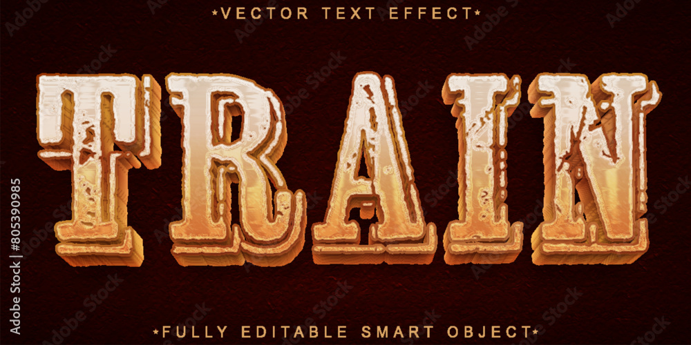 Poster worn train vector fully editable smart object text effect